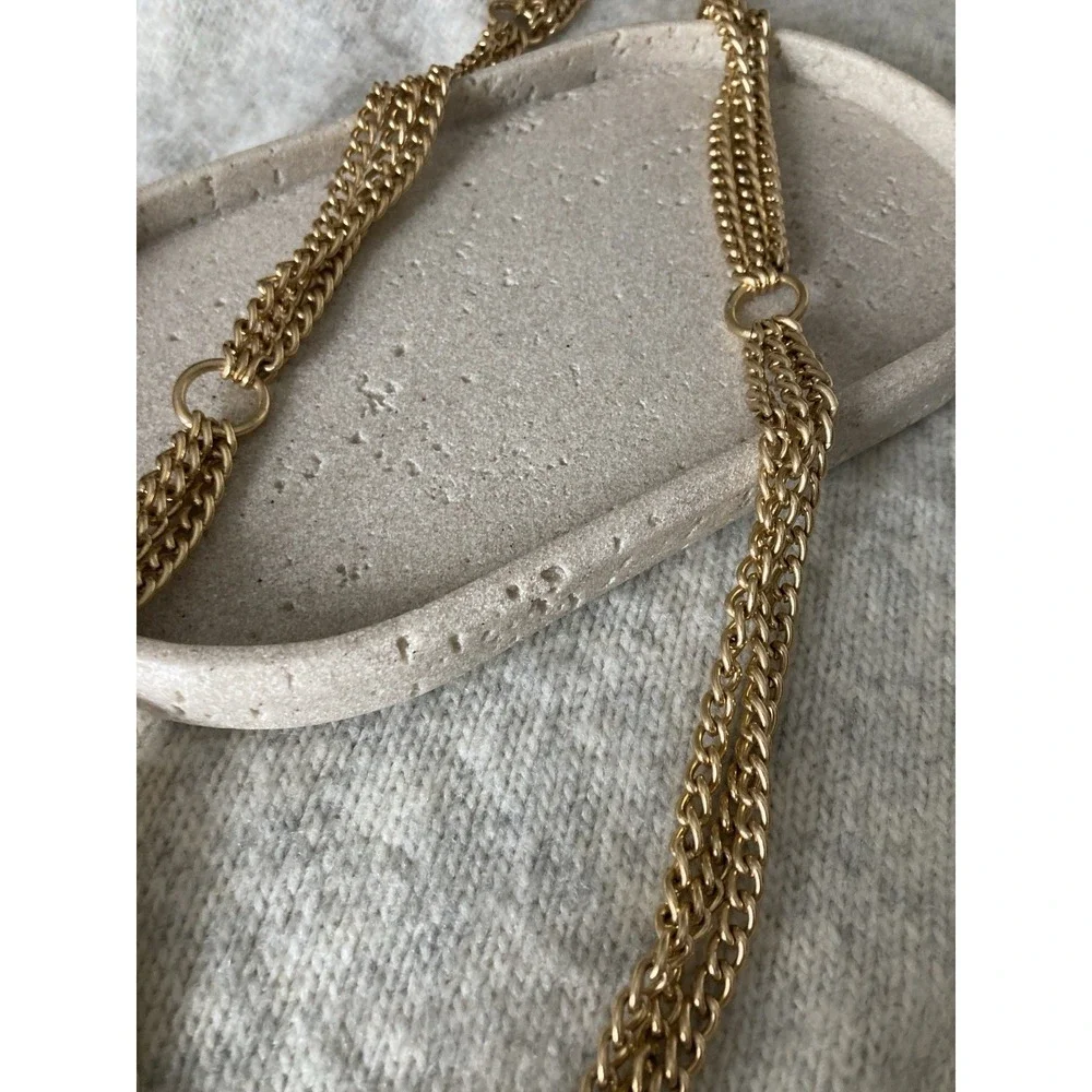 Gold Tone Chain Belt Link Chain Layered Runway Couture Loose Fit Adjustable